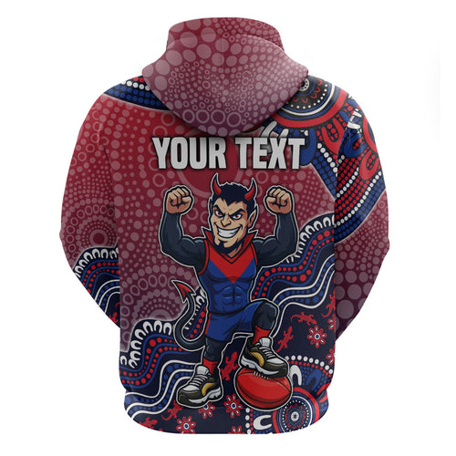 Personalized Melbourne Demons Football Mascot Zip Hoodie Aboriginal Dot Art Style Vibrant Indigenous Pattern Design