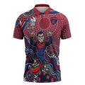 Personalized Melbourne Demons Football Mascot Zipper Polo Shirt Aboriginal Dot Art Style Vibrant Indigenous Pattern Design