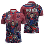 Personalized Melbourne Demons Football Mascot Zipper Polo Shirt Aboriginal Dot Art Style Vibrant Indigenous Pattern Design