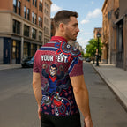 Personalized Melbourne Demons Football Mascot Zipper Polo Shirt Aboriginal Dot Art Style Vibrant Indigenous Pattern Design