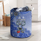 Personalized Kangaroos Football Mascot Laundry Basket Aboriginal Dot Art Style Vibrant Indigenous Pattern Design