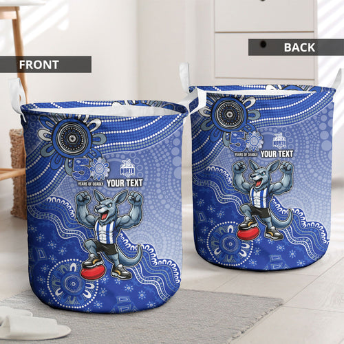 Personalized Kangaroos Football Mascot Laundry Basket Aboriginal Dot Art Style Vibrant Indigenous Pattern Design