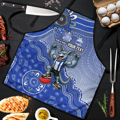 Personalized Kangaroos Football Mascot Apron Aboriginal Dot Art Style Vibrant Indigenous Pattern Design