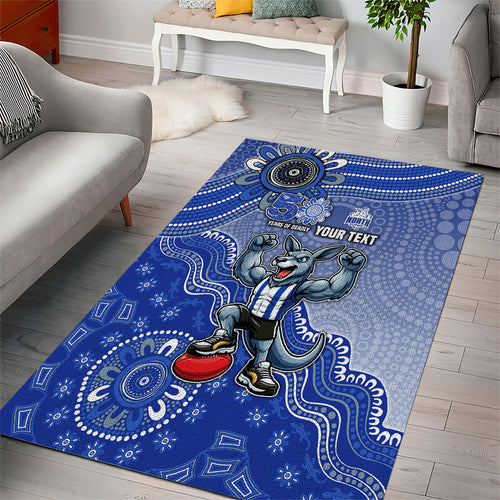 Personalized Kangaroos Football Mascot Area Rug Aboriginal Dot Art Style Vibrant Indigenous Pattern Design