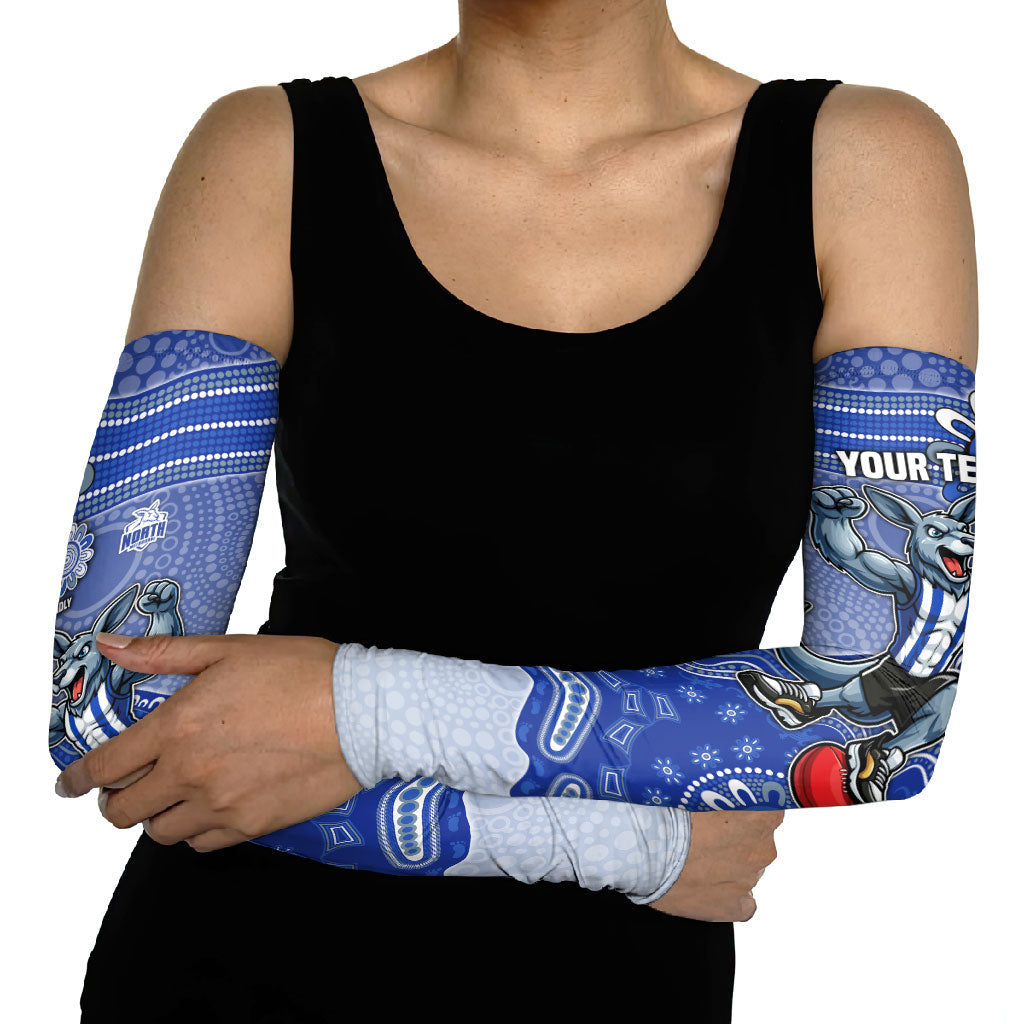 Personalized Kangaroos Football Mascot Arm Sleeves Aboriginal Dot Art Style Vibrant Indigenous Pattern Design