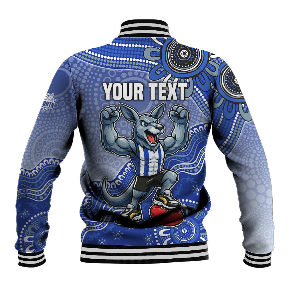 Personalized Kangaroos Football Mascot Baseball Jacket Aboriginal Dot Art Style Vibrant Indigenous Pattern Design