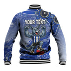 Personalized Kangaroos Football Mascot Baseball Jacket Aboriginal Dot Art Style Vibrant Indigenous Pattern Design