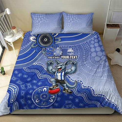 Personalized Kangaroos Football Mascot Bedding Set Aboriginal Dot Art Style Vibrant Indigenous Pattern Design