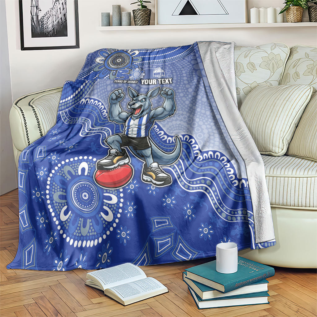 Personalized Kangaroos Football Mascot Blanket Aboriginal Dot Art Style Vibrant Indigenous Pattern Design