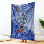 Personalized Kangaroos Football Mascot Blanket Aboriginal Dot Art Style Vibrant Indigenous Pattern Design