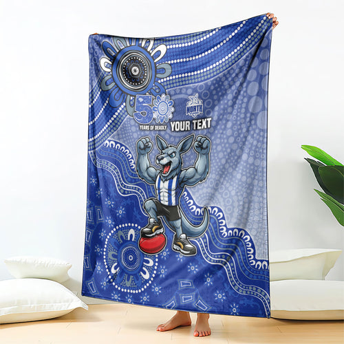 Personalized Kangaroos Football Mascot Blanket Aboriginal Dot Art Style Vibrant Indigenous Pattern Design