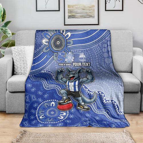 Personalized Kangaroos Football Mascot Blanket Aboriginal Dot Art Style Vibrant Indigenous Pattern Design