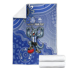 Personalized Kangaroos Football Mascot Blanket Aboriginal Dot Art Style Vibrant Indigenous Pattern Design