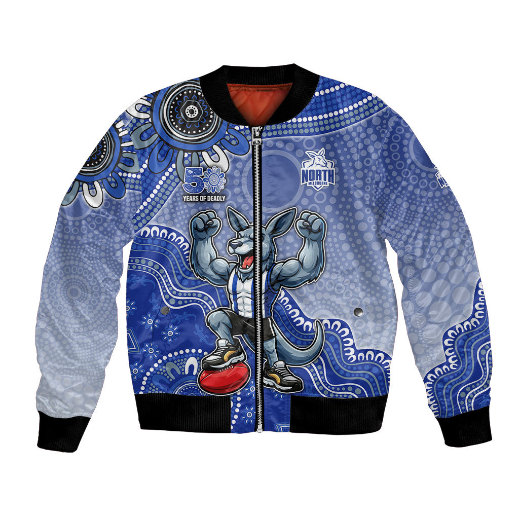 Personalized Kangaroos Football Mascot Bomber Jacket Aboriginal Dot Art Style Vibrant Indigenous Pattern Design