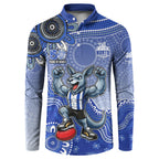 Personalized Kangaroos Football Mascot Button Sweatshirt Aboriginal Dot Art Style Vibrant Indigenous Pattern Design