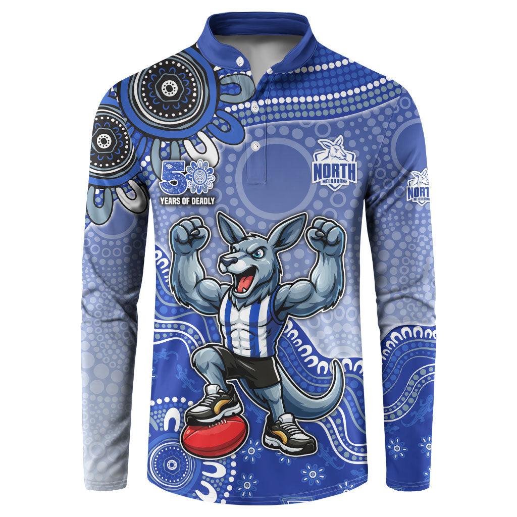 Personalized Kangaroos Football Mascot Button Sweatshirt Aboriginal Dot Art Style Vibrant Indigenous Pattern Design