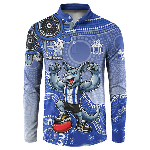 Personalized Kangaroos Football Mascot Button Sweatshirt Aboriginal Dot Art Style Vibrant Indigenous Pattern Design