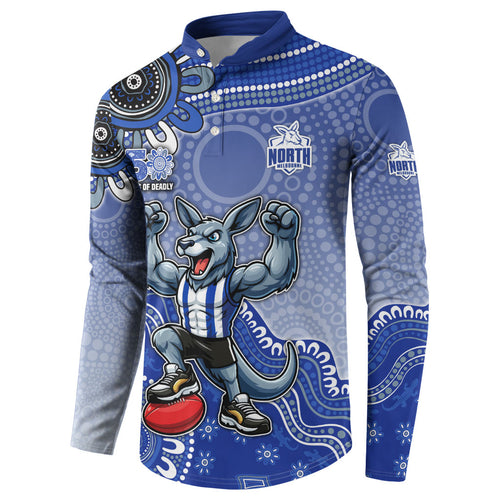 Personalized Kangaroos Football Mascot Button Sweatshirt Aboriginal Dot Art Style Vibrant Indigenous Pattern Design