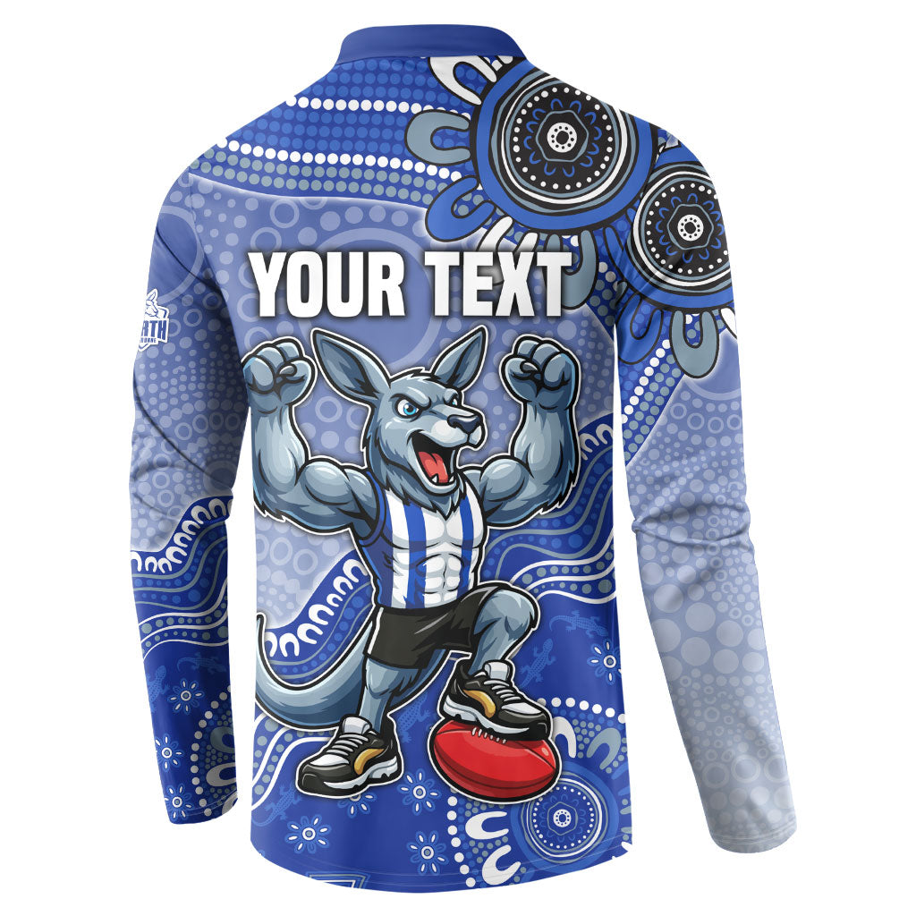 Personalized Kangaroos Football Mascot Button Sweatshirt Aboriginal Dot Art Style Vibrant Indigenous Pattern Design
