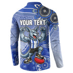 Personalized Kangaroos Football Mascot Button Sweatshirt Aboriginal Dot Art Style Vibrant Indigenous Pattern Design
