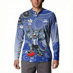 Personalized Kangaroos Football Mascot Button Sweatshirt Aboriginal Dot Art Style Vibrant Indigenous Pattern Design