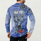 Personalized Kangaroos Football Mascot Button Sweatshirt Aboriginal Dot Art Style Vibrant Indigenous Pattern Design