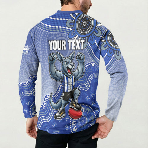 Personalized Kangaroos Football Mascot Button Sweatshirt Aboriginal Dot Art Style Vibrant Indigenous Pattern Design