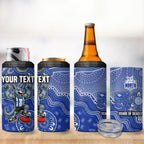 Personalized Kangaroos Football Mascot 4 in 1 Can Cooler Tumbler Aboriginal Dot Art Style Vibrant Indigenous Pattern Design
