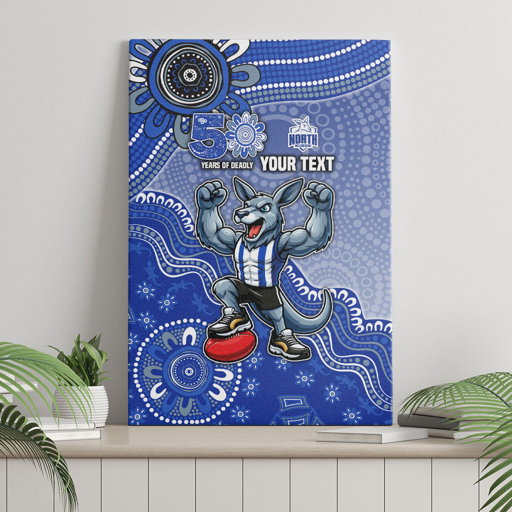 Personalized Kangaroos Football Mascot Canvas Wall Art Aboriginal Dot Art Style Vibrant Indigenous Pattern Design