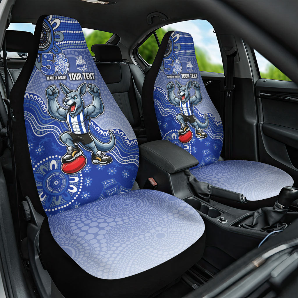 Personalized Kangaroos Football Mascot Car Seat Cover Aboriginal Dot Art Style Vibrant Indigenous Pattern Design