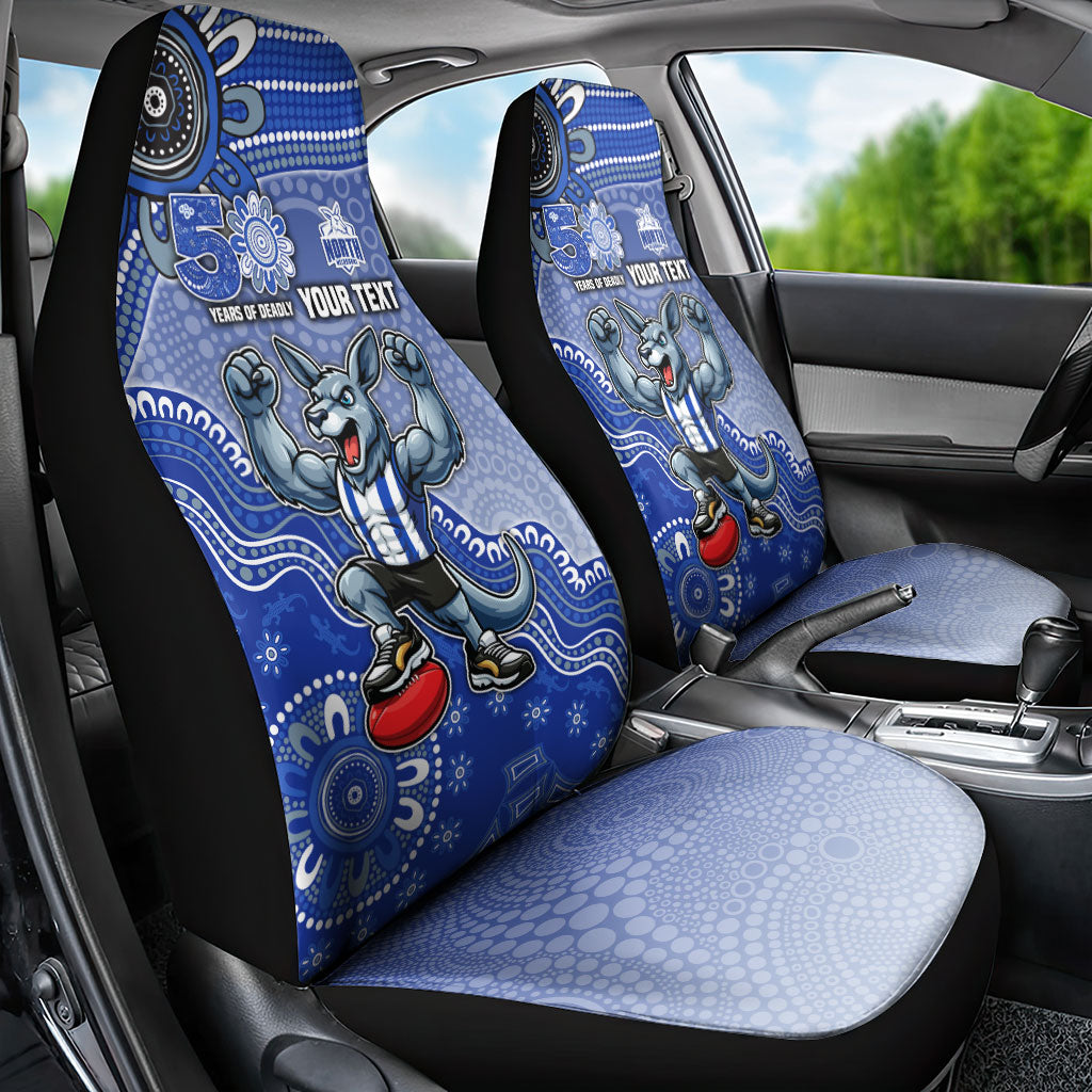 Personalized Kangaroos Football Mascot Car Seat Cover Aboriginal Dot Art Style Vibrant Indigenous Pattern Design