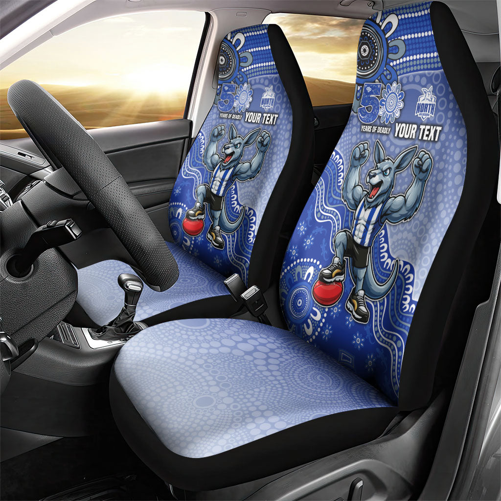Personalized Kangaroos Football Mascot Car Seat Cover Aboriginal Dot Art Style Vibrant Indigenous Pattern Design