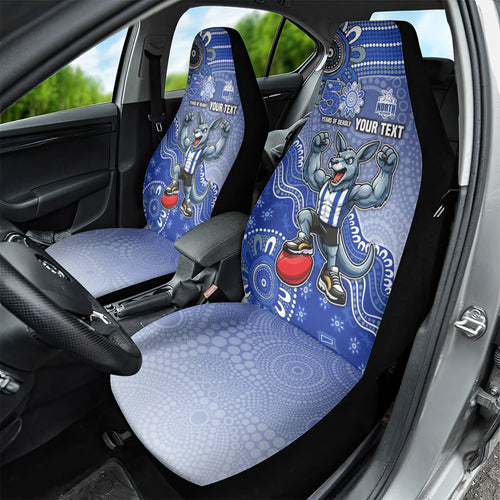Personalized Kangaroos Football Mascot Car Seat Cover Aboriginal Dot Art Style Vibrant Indigenous Pattern Design