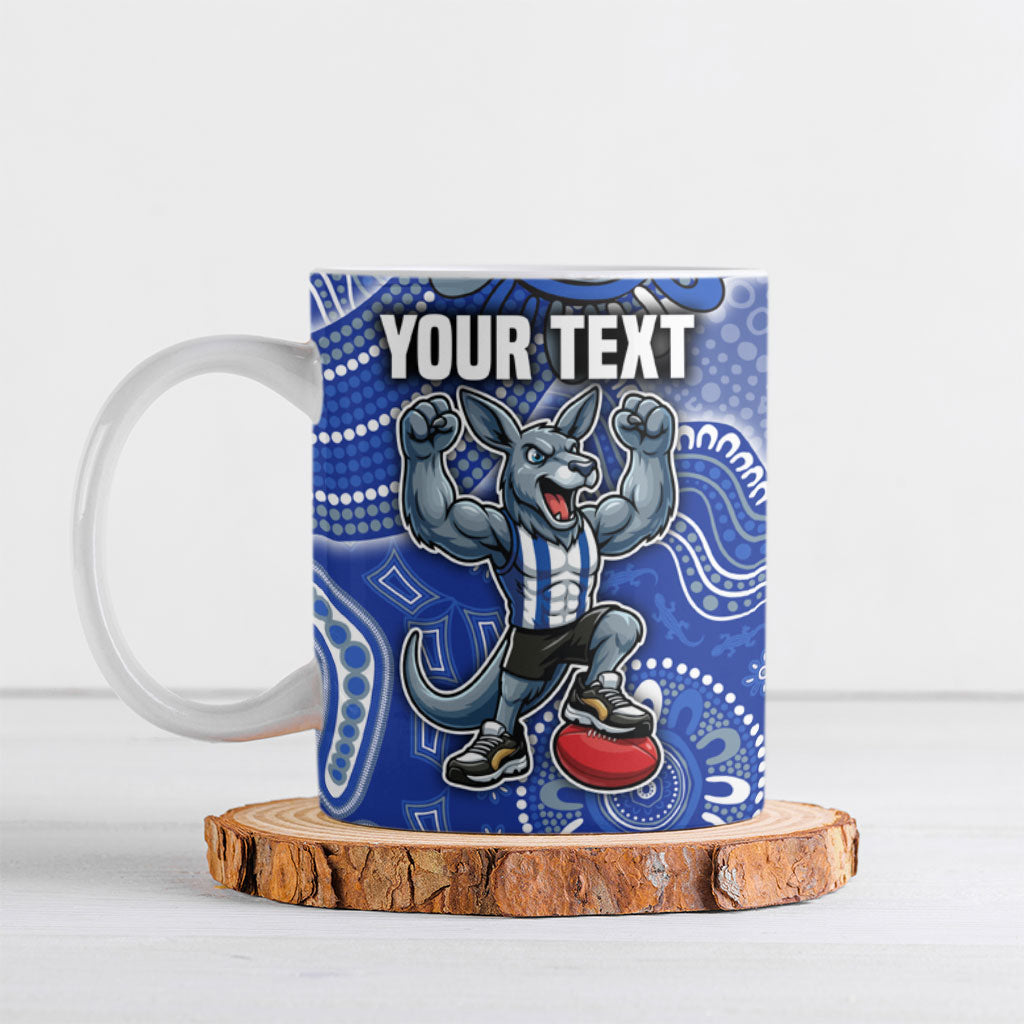 Personalized Kangaroos Football Mascot Ceramic Mug Aboriginal Dot Art Style Vibrant Indigenous Pattern Design