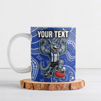 Personalized Kangaroos Football Mascot Ceramic Mug Aboriginal Dot Art Style Vibrant Indigenous Pattern Design