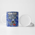 Personalized Kangaroos Football Mascot Ceramic Mug Aboriginal Dot Art Style Vibrant Indigenous Pattern Design