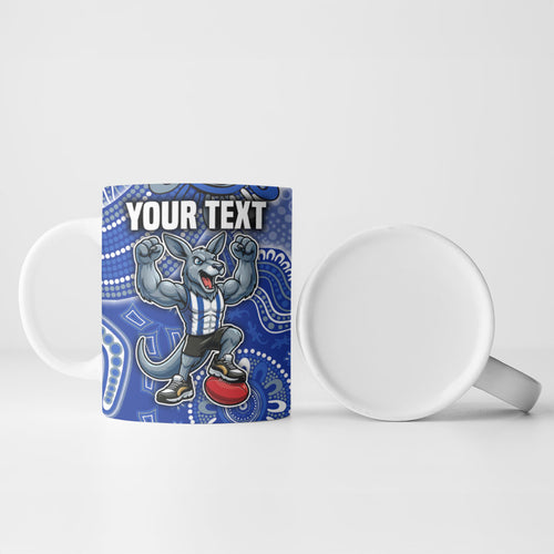 Personalized Kangaroos Football Mascot Ceramic Mug Aboriginal Dot Art Style Vibrant Indigenous Pattern Design
