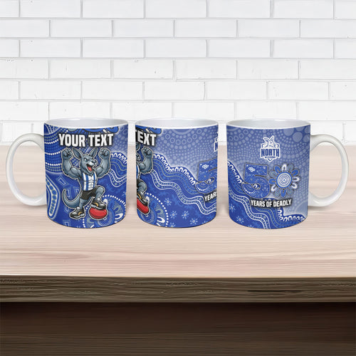 Personalized Kangaroos Football Mascot Ceramic Mug Aboriginal Dot Art Style Vibrant Indigenous Pattern Design