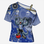 Personalized Kangaroos Football Mascot Cross Shoulder Shirt Aboriginal Dot Art Style Vibrant Indigenous Pattern Design