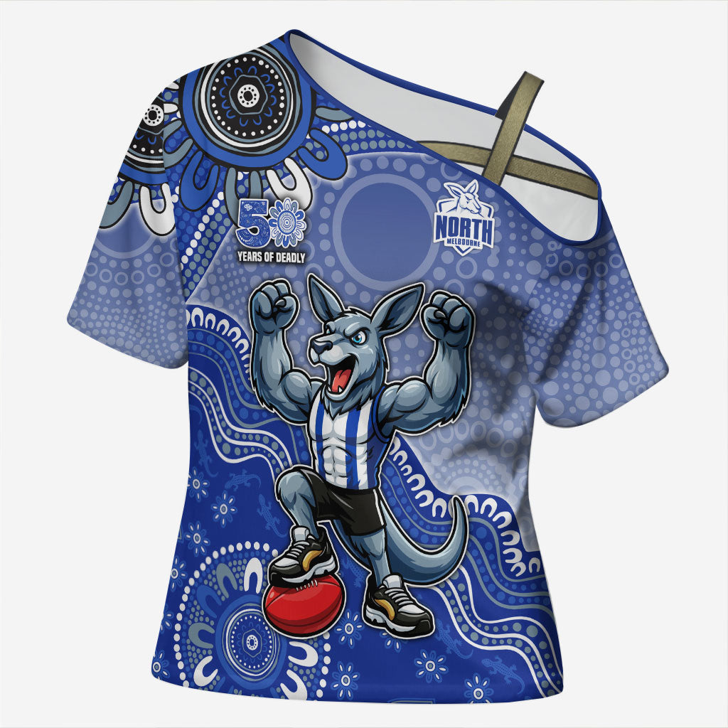 Personalized Kangaroos Football Mascot Cross Shoulder Shirt Aboriginal Dot Art Style Vibrant Indigenous Pattern Design