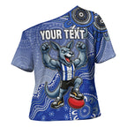 Personalized Kangaroos Football Mascot Cross Shoulder Shirt Aboriginal Dot Art Style Vibrant Indigenous Pattern Design