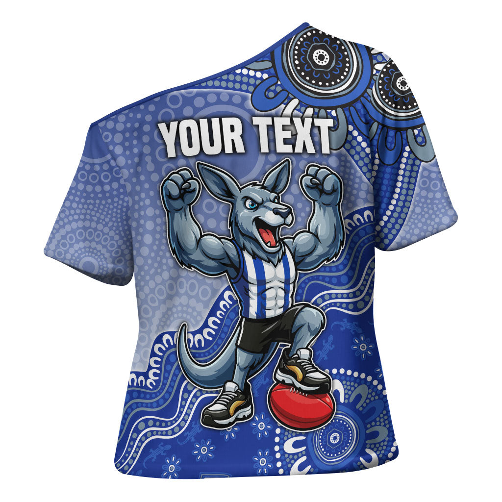 Personalized Kangaroos Football Mascot Cross Shoulder Shirt Aboriginal Dot Art Style Vibrant Indigenous Pattern Design