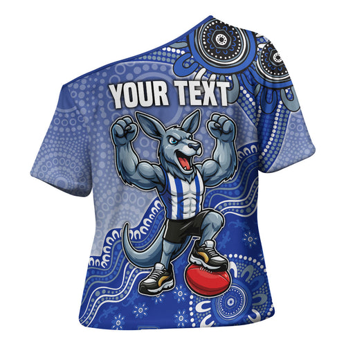 Personalized Kangaroos Football Mascot Cross Shoulder Shirt Aboriginal Dot Art Style Vibrant Indigenous Pattern Design