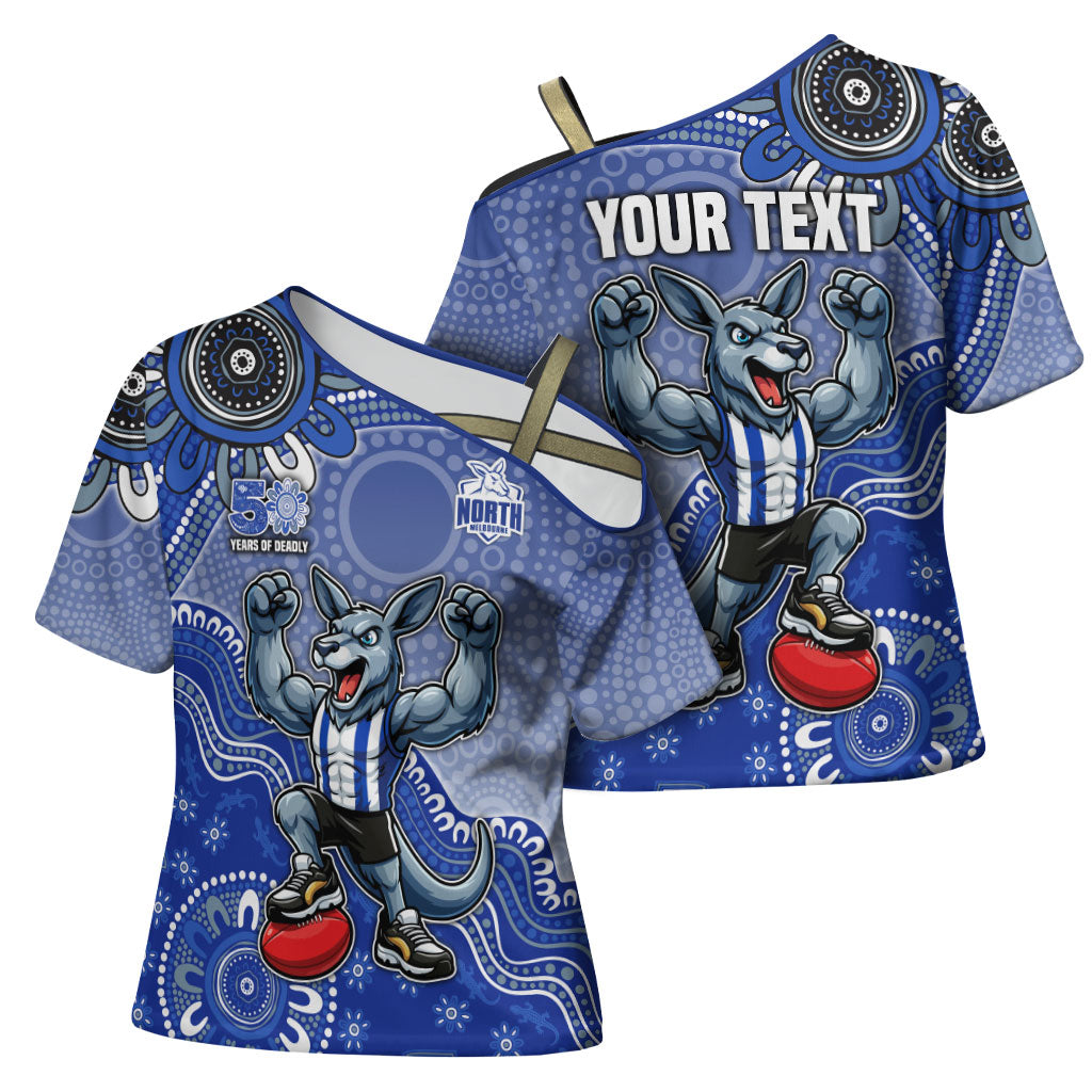 Personalized Kangaroos Football Mascot Cross Shoulder Shirt Aboriginal Dot Art Style Vibrant Indigenous Pattern Design