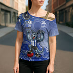Personalized Kangaroos Football Mascot Cross Shoulder Shirt Aboriginal Dot Art Style Vibrant Indigenous Pattern Design