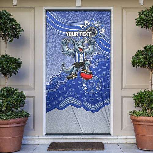 Personalized Kangaroos Football Mascot Door Cover Aboriginal Dot Art Style Vibrant Indigenous Pattern Design