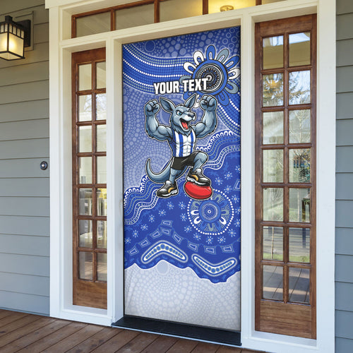 Personalized Kangaroos Football Mascot Door Cover Aboriginal Dot Art Style Vibrant Indigenous Pattern Design