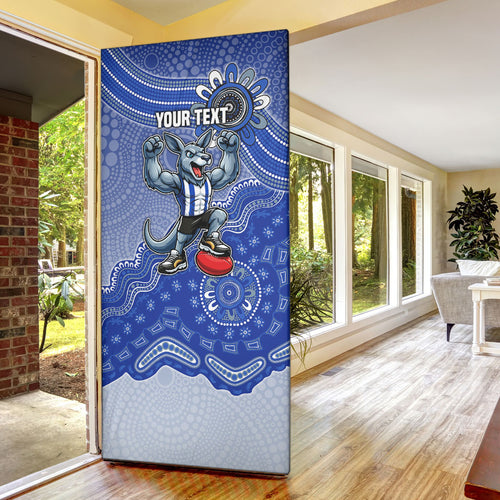 Personalized Kangaroos Football Mascot Door Cover Aboriginal Dot Art Style Vibrant Indigenous Pattern Design