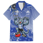 Personalized Kangaroos Football Mascot Family Matching Off Shoulder Maxi Dress and Hawaiian Shirt Aboriginal Dot Art Style Vibrant Indigenous Pattern Design