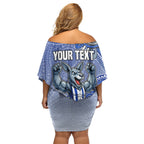 Personalized Kangaroos Football Mascot Family Matching Off Shoulder Short Dress and Hawaiian Shirt Aboriginal Dot Art Style Vibrant Indigenous Pattern Design